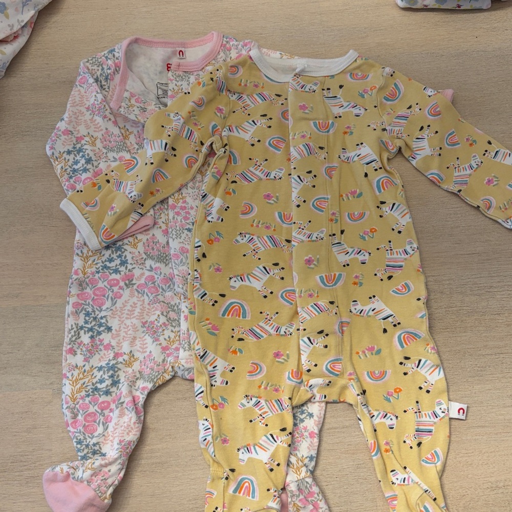 Magnetic Me Yellow Zebra & Pink Floral Two-Pack Footed Pajamas